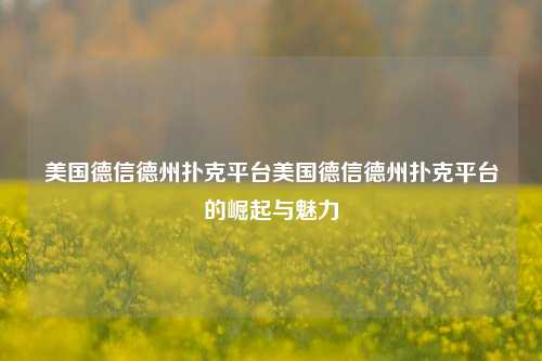 美国德信德州扑克平台美国德信德州扑克平台的崛起与魅力