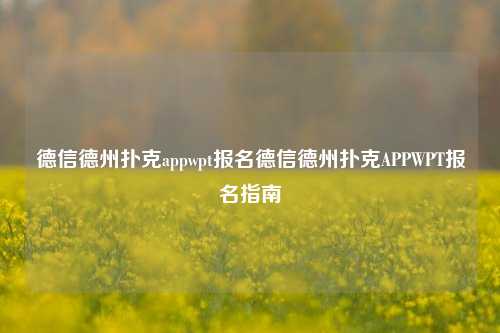 德信德州扑克appwpt报名德信德州扑克APPWPT报名指南