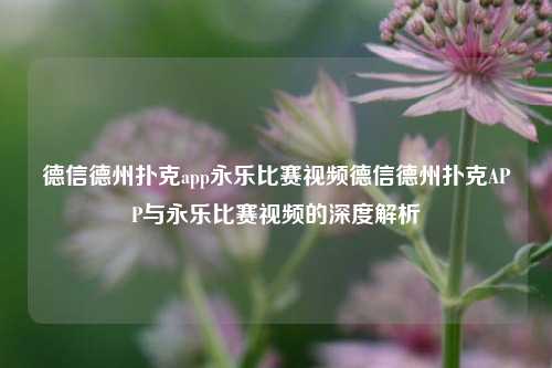 德信德州扑克app永乐比赛视频德信德州扑克APP与永乐比赛视频的深度解析