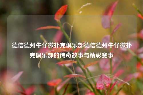 德信德州牛仔微扑克俱乐部德信德州牛仔微扑克俱乐部的传奇故事与精彩赛事
