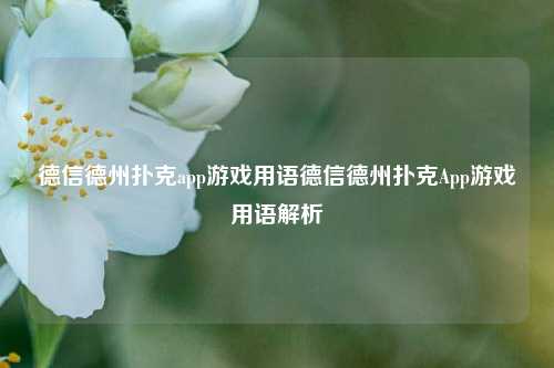 德信德州扑克app游戏用语德信德州扑克App游戏用语解析