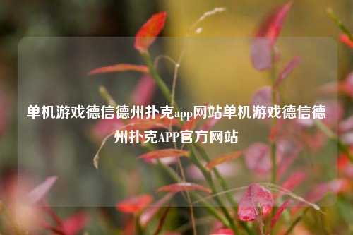 单机游戏德信德州扑克app网站单机游戏德信德州扑克APP官方网站
