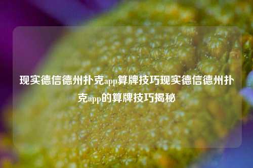 现实德信德州扑克app算牌技巧现实德信德州扑克app的算牌技巧揭秘