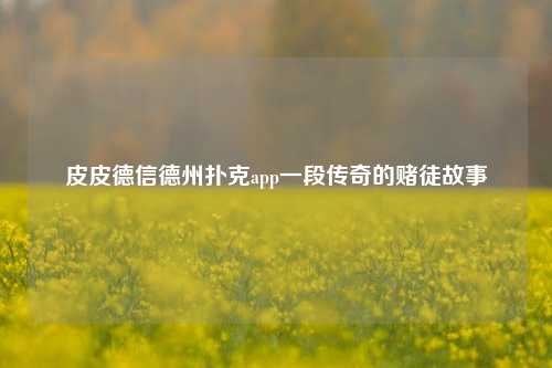 皮皮德信德州扑克app一段传奇的赌徒故事