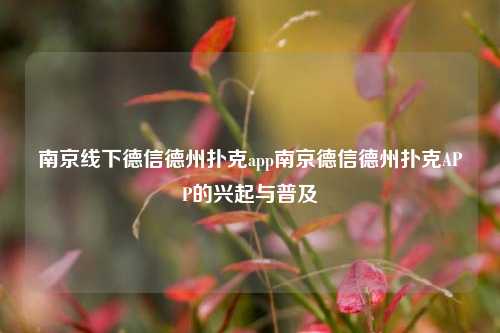 南京线下德信德州扑克app南京德信德州扑克APP的兴起与普及