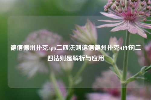 德信德州扑克app二四法则德信德州扑克APP的二四法则是解析与应用