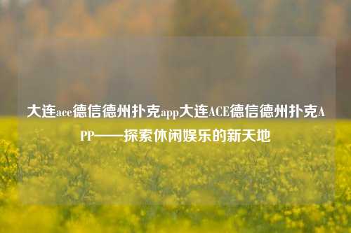 大连ace德信德州扑克app大连ACE德信德州扑克APP——探索休闲娱乐的新天地