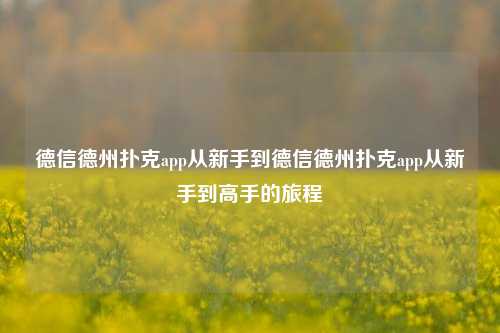 德信德州扑克app从新手到德信德州扑克app从新手到高手的旅程