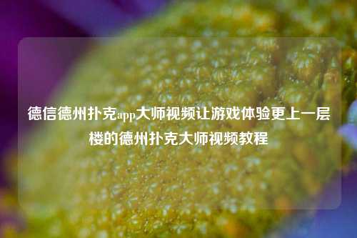 德信德州扑克app大师视频让游戏体验更上一层楼的德州扑克大师视频教程