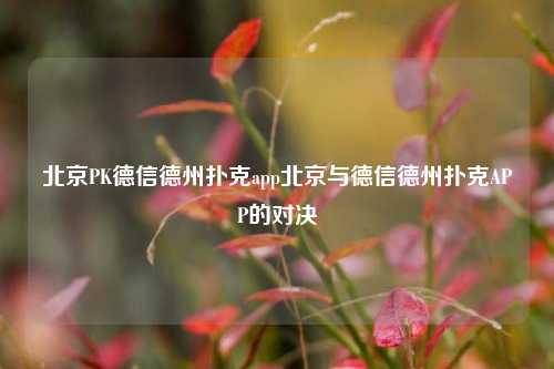 北京PK德信德州扑克app北京与德信德州扑克APP的对决