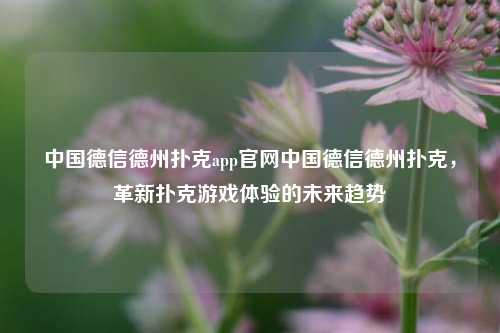中国德信德州扑克app官网中国德信德州扑克，革新扑克游戏体验的未来趋势