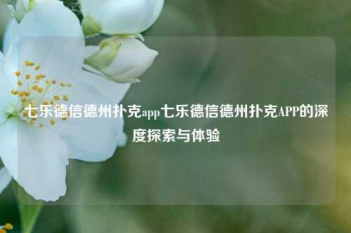 七乐德信德州扑克app七乐德信德州扑克APP的深度探索与体验