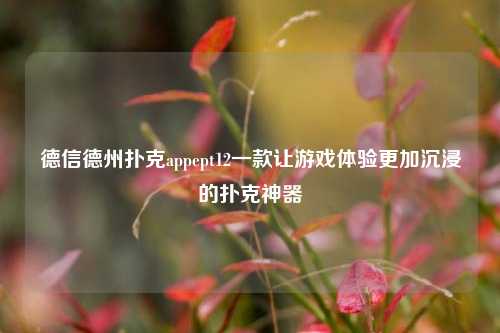 德信德州扑克appept12一款让游戏体验更加沉浸的扑克神器