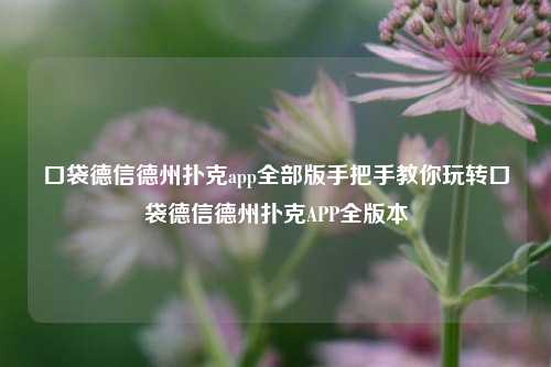 口袋德信德州扑克app全部版手把手教你玩转口袋德信德州扑克APP全版本