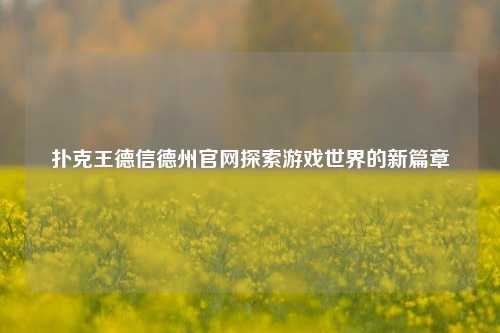 扑克王德信德州官网探索游戏世界的新篇章