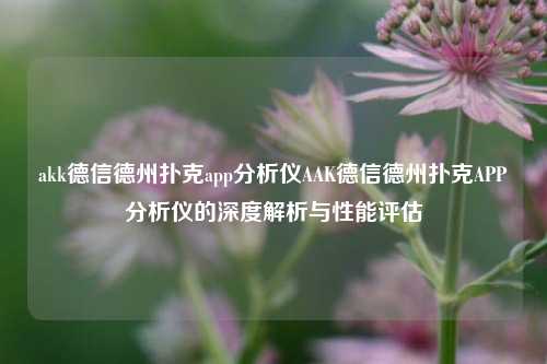 akk德信德州扑克app分析仪AAK德信德州扑克APP分析仪的深度解析与性能评估
