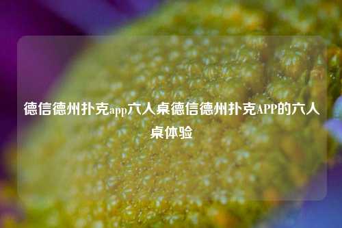 德信德州扑克app六人桌德信德州扑克APP的六人桌体验