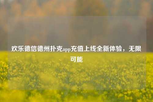 欢乐德信德州扑克app充值上线全新体验，无限可能