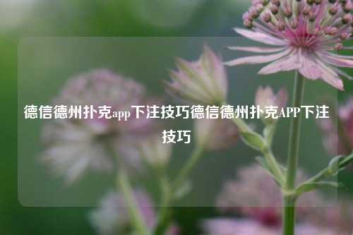 德信德州扑克app下注技巧德信德州扑克APP下注技巧