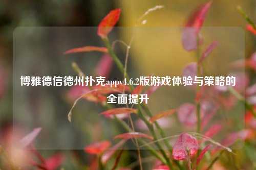 博雅德信德州扑克appv4.6.2版游戏体验与策略的全面提升