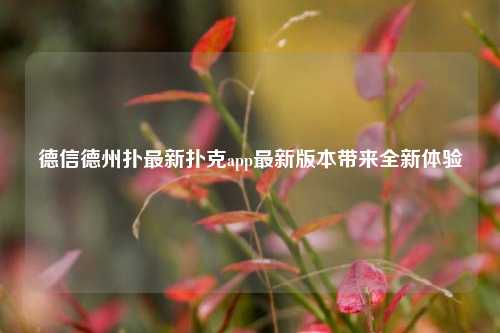 德信德州扑最新扑克app最新版本带来全新体验