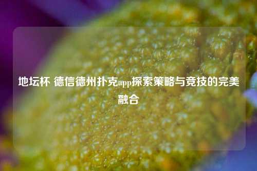 地坛杯 德信德州扑克app探索策略与竞技的完美融合