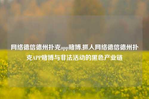 网络德信德州扑克app赌博,抓人网络德信德州扑克APP赌博与非法活动的黑色产业链
