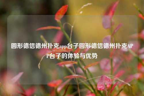 圆形德信德州扑克app台子圆形德信德州扑克APP台子的体验与优势