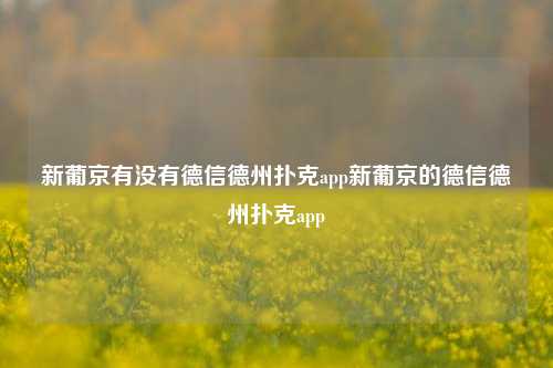 新葡京有没有德信德州扑克app新葡京的德信德州扑克app