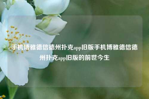 手机博雅德信德州扑克app旧版手机博雅德信德州扑克app旧版的前世今生