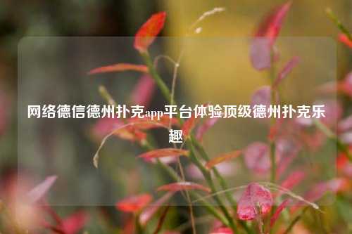 网络德信德州扑克app平台体验顶级德州扑克乐趣