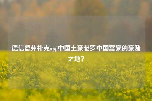 德信德州扑克app中国土豪老罗中国富豪的豪赌之地？