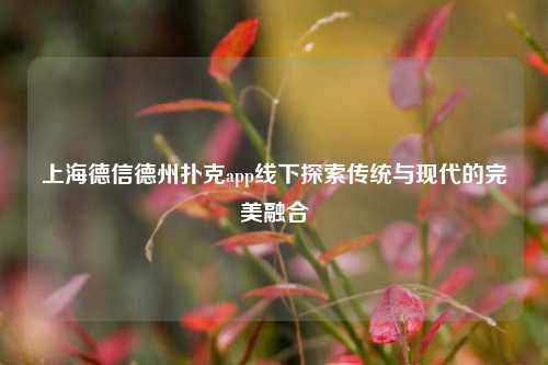 上海德信德州扑克app线下探索传统与现代的完美融合