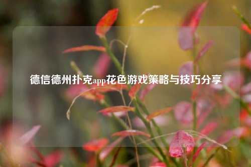 德信德州扑克app花色游戏策略与技巧分享