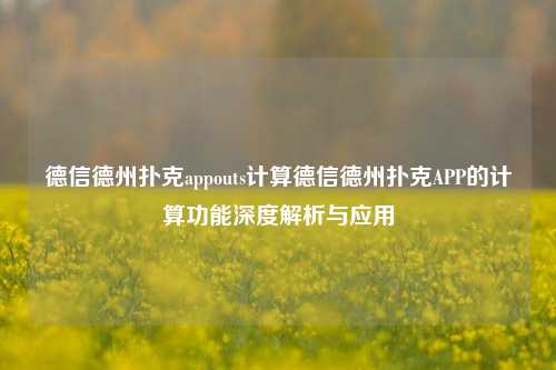 德信德州扑克appouts计算德信德州扑克APP的计算功能深度解析与应用