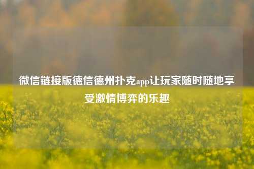 微信链接版德信德州扑克app让玩家随时随地享受激情博弈的乐趣
