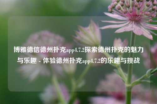 博雅德信德州扑克app4.7.2探索德州扑克的魅力与乐趣 - 体验德州扑克app4.7.2的乐趣与挑战