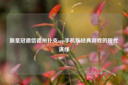 新皇冠德信德州扑克app手机版经典游戏的现代演绎