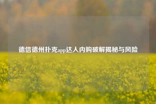 德信德州扑克app达人内购破解揭秘与风险