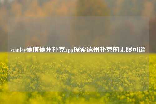 stanley德信德州扑克app探索德州扑克的无限可能