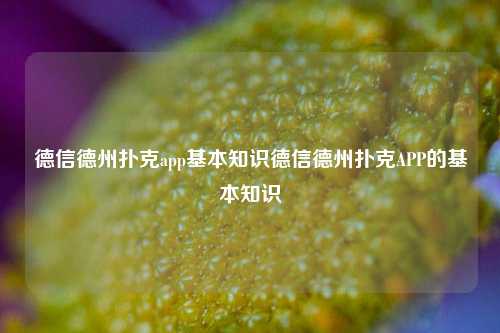 德信德州扑克app基本知识德信德州扑克APP的基本知识