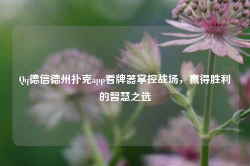 Qq德信德州扑克app看牌器掌控战场，赢得胜利的智慧之选