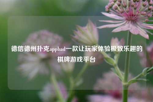 德信德州扑克appbad一款让玩家体验极致乐趣的棋牌游戏平台