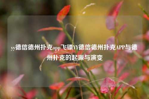 yy德信德州扑克app飞镖YY德信德州扑克APP与德州扑克的起源与演变