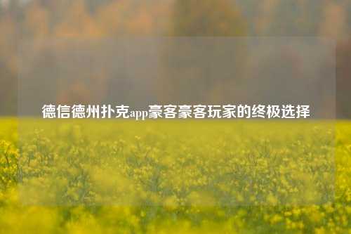 德信德州扑克app豪客豪客玩家的终极选择