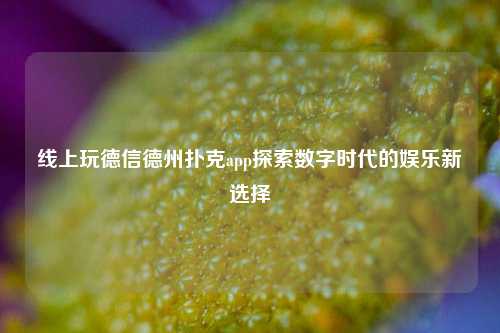 线上玩德信德州扑克app探索数字时代的娱乐新选择