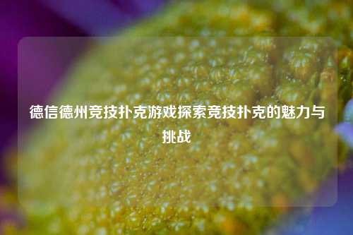 德信德州竞技扑克游戏探索竞技扑克的魅力与挑战