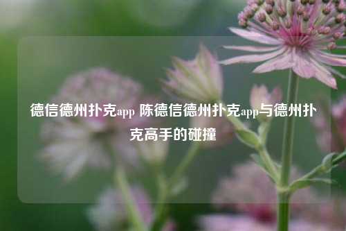 德信德州扑克app 陈德信德州扑克app与德州扑克高手的碰撞