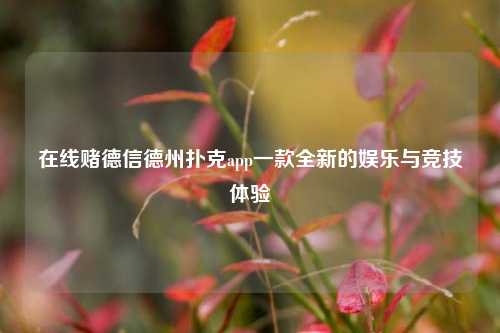 在线赌德信德州扑克app一款全新的娱乐与竞技体验