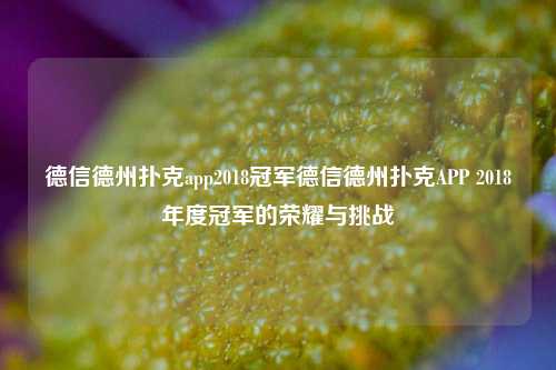 德信德州扑克app2018冠军德信德州扑克APP 2018年度冠军的荣耀与挑战